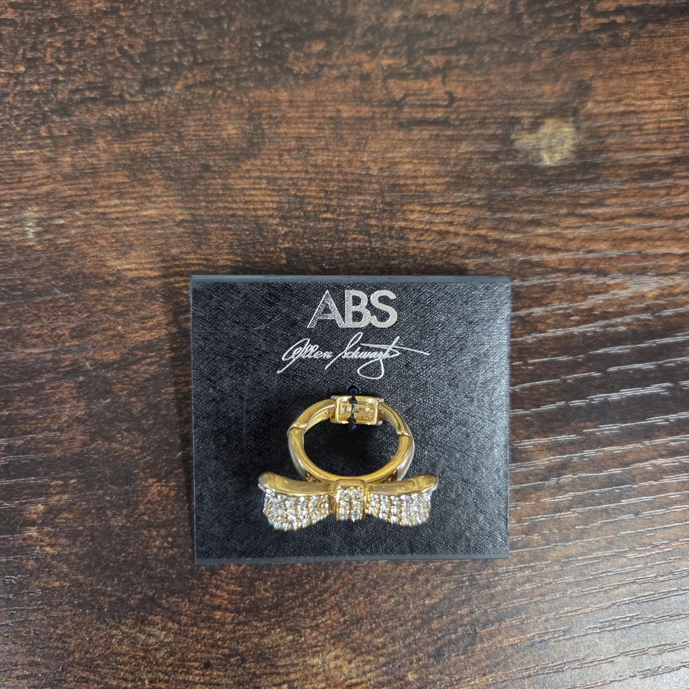 🆕️ABS Allen Schwartz Adjustable Gold Crystal Bow Ring - Picture 2 of 4